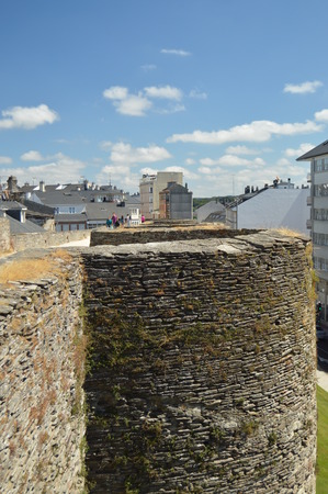 Roman Wall Milenaria Perfectly Preserved And Very Long In Lugo. Travel, Architecture, Holidays. August 3, 2015. Lugo Galicia Spain.のeditorial素材