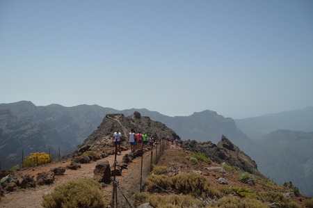 Road Leading To The Highest Point Of The Caldera De Taburiente National Park. Travel, Nature, Holidays, Geology.11 July 2015. Isla De La Palma Canary Islands Spain.のeditorial素材