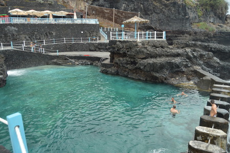 Beautiful Natural Pools Called El Charco Azul In The Town Of San Andres y Sauces. Travel, Nature, Holidays, Geology.11 July 2015. Isla De La Palma Canary Islands Spain.のeditorial素材