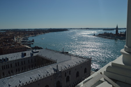 Aerial Views From The Campanille Tower On The Grand Canal At Sunrise In Venice. Travel, Holidays, Architecture. March 27, 2015. Venice, Region Of Veneto, Italy.のeditorial素材