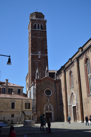 Parish Santa Maria Maria Gloriosa Del Frari In Venice. Travel, Holidays, Architecture. March 27, 2015. Venice, Region Of Veneto, Italy.のeditorial素材