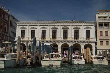 Facade Of Prigioni Palace Takes From A Gondola In Venice. Travel, holidays, architecture. March 29, 2015. Venice, Veneto region, Italy.のeditorial素材