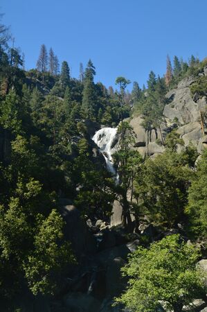 Wonderful Views Of Some Impressive Cascades From The Highest Part Of One Of The Mountains Of Yosemite National Park. Nature Travel Holidays. June 29, 2017. Yosemite National Park. Mariposa California. USA. EEUUのeditorial素材