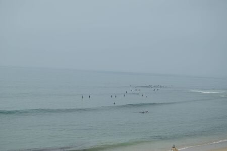 Surfers On Malibu Beach Waiting For Their Wave To Come. Sport Nature Landscape. July 4, 2017. Malibu California USA EEUU.のeditorial素材