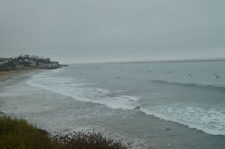 Surfers On Malibu Beach Waiting For Their Wave To Come. Sport Nature Landscape. July 4, 2017. Malibu California USA EEUU.のeditorial素材