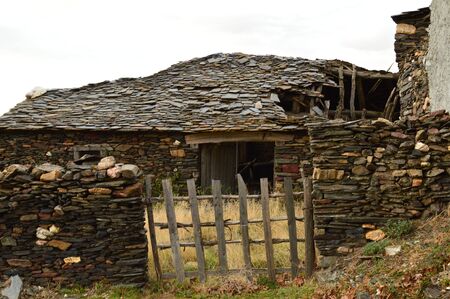 Old House Of The 18th Century Practically Demolished In Becerril. Buildings Architecture Travel October 21, 2017. Becerril Segovia Castilla Leon Spain.のeditorial素材