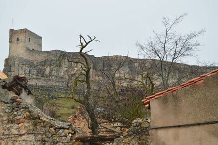 Atienza Castle Looks At The Homage Tower Dated In The Middle Ages. Architecture, rural tourism, travel. March 18, 2016. Atienza, La Alcarria, Guadalajara, Castilla La Mancha, Spain.のeditorial素材