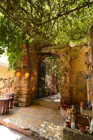 Wonderful Entrance To Ceramic Souvenir Shop In Chania. History Architecture Travel. July 6, 2018. Chania, Crete Island. Greece.のeditorial素材