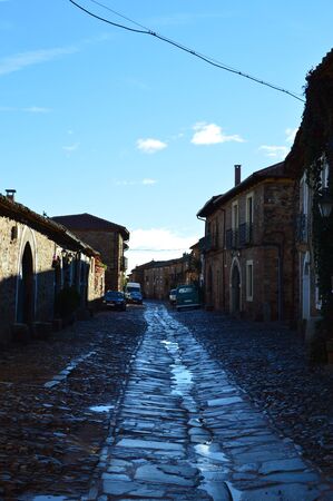 Streets Of The XVI Century In Castrillo De Los Polvazares. Architecture, History, Camino De Santiago, Travel, Street Photography. November 2, 2018. Castrillo De Los Polvazares, Leon, Castilla-Leon, Spain.のeditorial素材