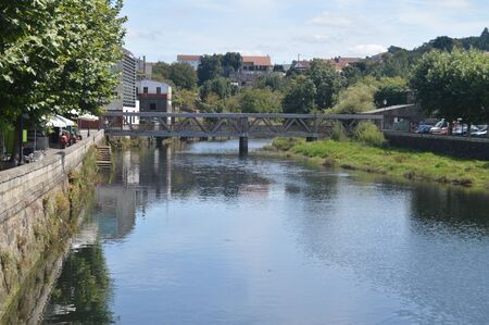 Wooden Bridge On The Traba River Before Flowing Into The Ria In Noya. Nature, Architecture, History,...