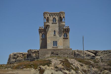 Facade Of The Castle Palace Of Santa Catalina Of The Ninth Century In Tarifa. Nature, Architecture, History, Street Photography. July 10, 2014. Tarifa, Cadiz, Spain.のeditorial素材