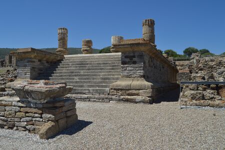 Isis Temple In Roman City Baelo Claudia Dating In The 2nd Century BC .. Stock Photo, Picture And Royalty Free Image. Nature, Architecture, History, Archeology. July 10, 2014. Tarifa, Cadiz, Spainのeditorial素材