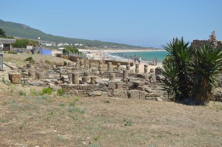 Old Houses In Roman City Baelo Claudia Dating In The Second Century BC Beach Of Bologna In Tarifa. Nature, Architecture, History, Archeology. July 10, 2014. Tarifa, Cadiz, Spain.のeditorial素材