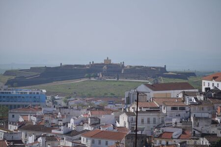 General Views of the Fort of Our Lady of Grace in Elvas. Nature, Architecture, History, Street Photography. April 11, 2014. Elvas, Portoalegre, Portugal.のeditorial素材