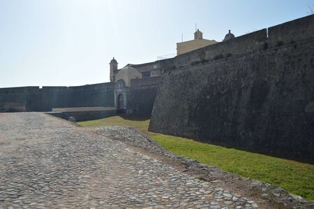 Wall And Entrance Of The Fort Of Our Lady Of Grace In Elvas. Nature, Architecture, History, Street Photography. April 11, 2014. Elvas, Portoalegre, Portugal.のeditorial素材