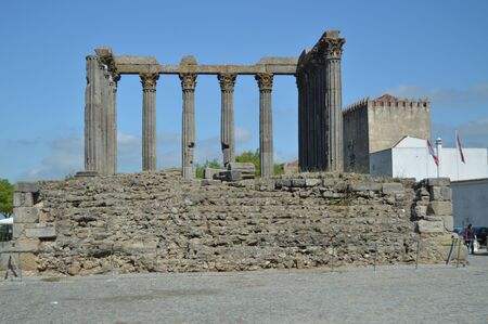 Roman Temple Of Diana In Evora. Nature, Architecture, History, Street Photography. April 11, 2014. Evora, Portugal.のeditorial素材
