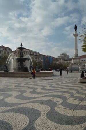 Figueira Square In Lisbon. Nature, Architecture, History, Street Photography. April 11, 2014. Lisbon, Portugal.のeditorial素材