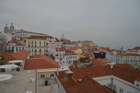 Incredible Views Of The Historic Center Of The City And Commercial Port Of Lisbon. Nature, Architecture, History, Street Photography. April 11, 2014. Lisbon, Portugal.のeditorial素材