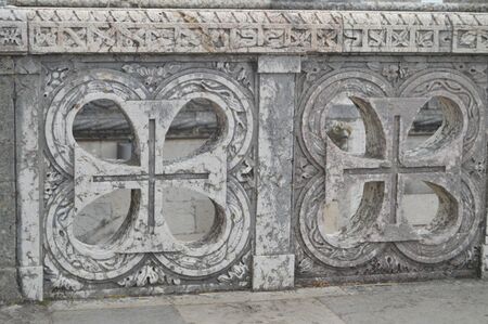 Mosaic On The Interior Balustrade Of The Belem Tower Emblematic Medieval Defensive Tower Of Belem In Lisbon. Nature, architecture, history, street photography. April 11, 2014. Lisbon, Portugal.のeditorial素材