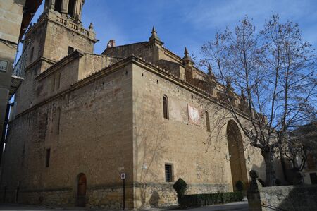 December 27, 2013. Beautiful Facade Of The Santa Maria Maggiore Excolegiata In Sun Square In Rubielos De Mora, Teruel, Aragon, Spain. Travel, Nature, Landscape, Vacation, Architecture.のeditorial素材