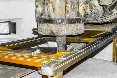 Useful Wheat Presser Inside A Windmill In Consuegra. December 26, 2018. Consuegra Toledo Castilla La Mancha Spain Europe. Travel Tourism Street Photography.のeditorial素材