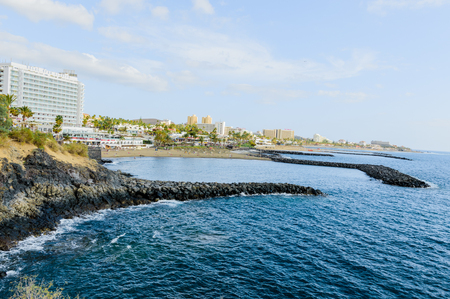 Beautiful Aerial Views Of Las Americas Beach. April 11, 2019. Santa Cruz De Tenerife Spain Africa. Travel Tourism Street Photography.のeditorial素材
