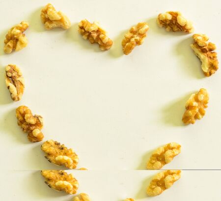 Peeled California Walnut Heart  On White Background