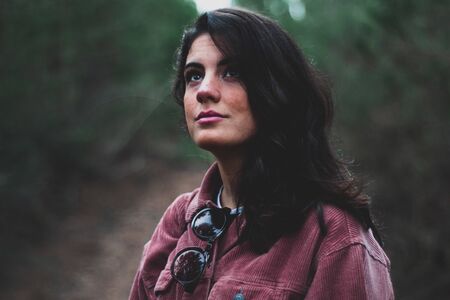 Portrait of a woman in natureの写真素材