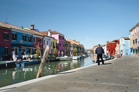 Burano Canal with the typical colored housesのeditorial素材