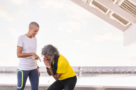 trainer asking for more effort from a senior man