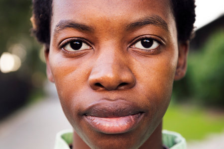 close up of a serious african american woman