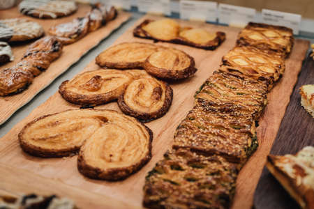 bakery assortment in a store displayの写真素材