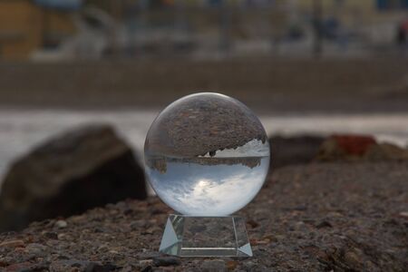Reflections of the beach on the ball. Storm colorsの写真素材