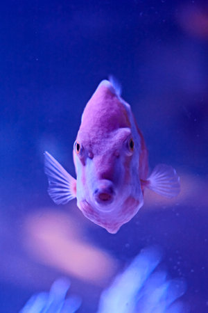 Raor fish swimming in the sea. algae, rocks, luminosity, ocean