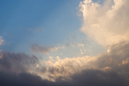 Blue sky full of white clouds, bright blue sky