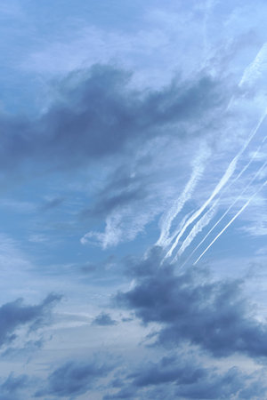 Blue sky full of white clouds, sunny day