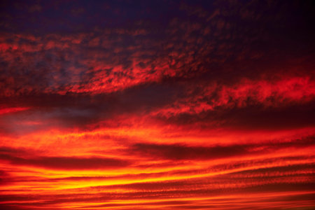 A sunset heaven, orange sky. Sun Rays