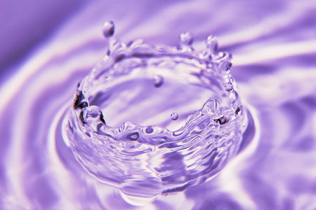 037.One or more drops of water splashing into waves and undefined shapes. Wallpaperの写真素材