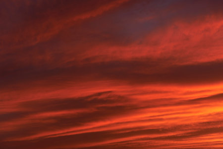 A sunset heaven, orange sky. Sun Raysの写真素材