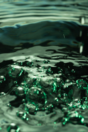 368.Green Water Surface with Rising Air Bubblesの写真素材