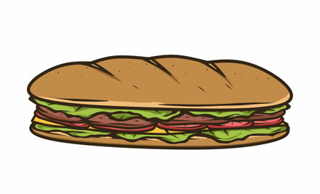 sandwich with cheese and beefのイラスト素材