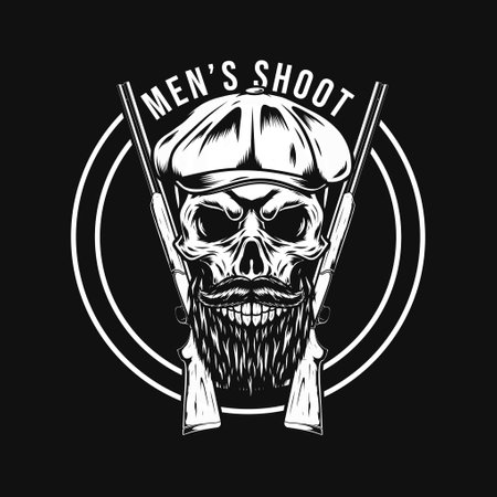 men skull with shotgun illustrationのイラスト素材