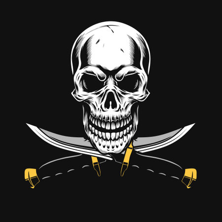 skull and cross blade illustrationのイラスト素材