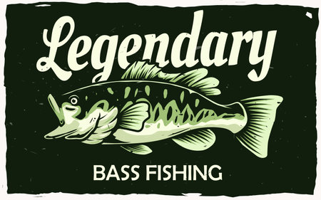 legendary bass fishing poster for printのイラスト素材