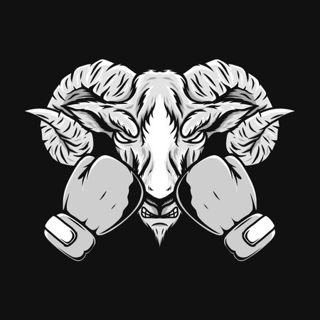boxing illustration with goat head drawingのイラスト素材