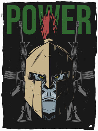 military poster with gorilla head drawingのイラスト素材