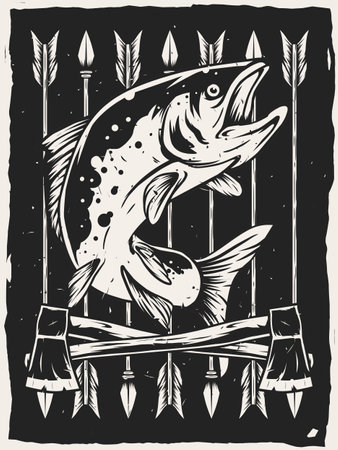 salmon wildlife poster for printのイラスト素材
