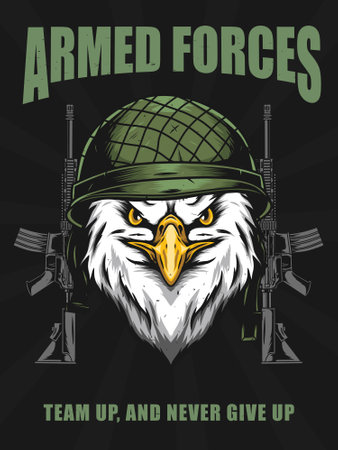 armed force with eagle head posterのイラスト素材