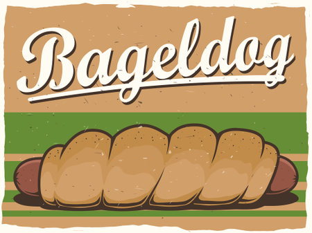 Bagel dog poster template for printのイラスト素材