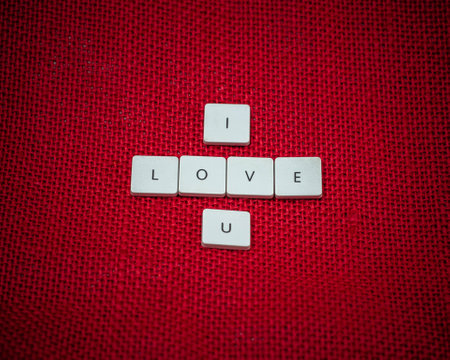 Love over red cottonの写真素材